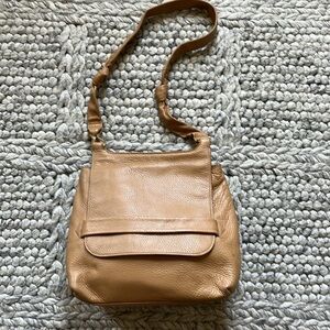 Halston Heritage camel tan leather large shoulder/crossbody bag